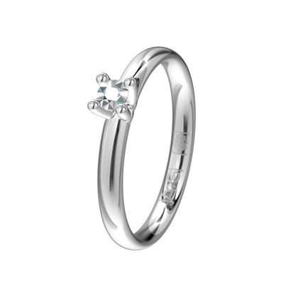 Deze witgoud palladium solitair ring heeft een hoog draagcomfort door de ronde binnenkant. Een prachtige briljant van 0,10 ct. maakt deze ring helemaal af.