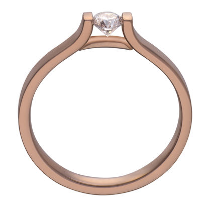Bij deze elegante rosegouden solitairring zweeft de briljant van 0,15 ct. waardoor je een prachtige schittering krijgt.
