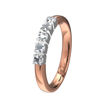 Glinsterende Memoirering 11122, rosegouden scheen en witte zetting. Laat je unieke Memoirering meegroeien met al die mooie momenten in je leven!