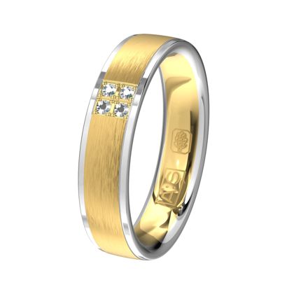 Net als jullie huwelijk, wil je je hele leven van je trouwring genieten. Deze ring met een ijsmat mattering en 4 briljant voldoet hieraan
