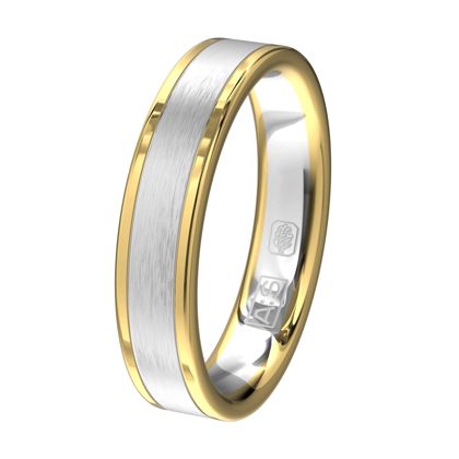 Een fantastische combinatie van glanzende geelgouden banen met een gematteerde witgouden baan.