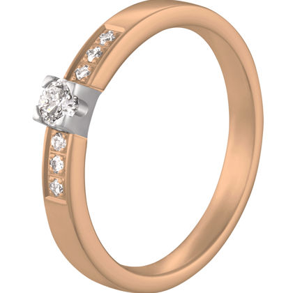 Deze meerkleurige Solitaire ring is door onze diamantzetters voorzien van één grote briljant en daarna aan beide kanten aangevuld met kleinere briljanten.