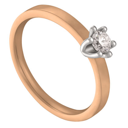 Deze strak vormgegeven solitairring is door onze goudsmeden voorzien van een elegante zespoots zetting waarin onze diamantzetters een prachtige briljant van 0,10 ct. hebben geplaatst.