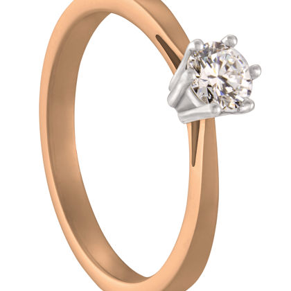 Een prachtige geelgoud met witgouden Solitaire ring! Prachtig uitgevoerde tweekleurige combinatie die is voorzien van een briljant van 0,20 ct.