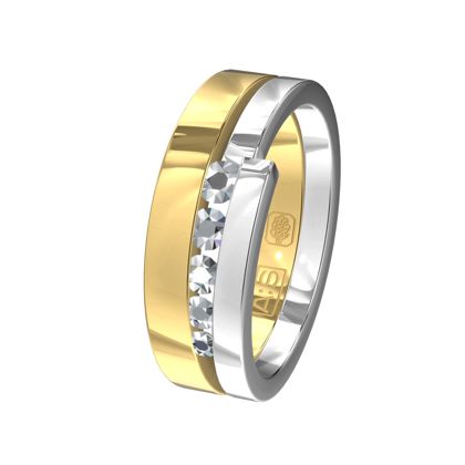 Wow! Wat een blikvanger aan jouw vinger is deze prachtige bicolor ring! Deze ring bevat vijf schitterende briljanten.